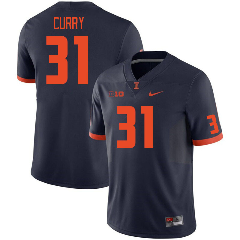 Men #31 Kionte Curry Illinois Fighting Illini College Football Jerseys Stitched Sale-Navy